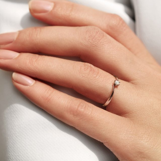 RING IN 14K ROSE GOLD WITH BRILLIANT - BRILLIANT CUT DIAMOND ENGAGEMENT RINGS - 