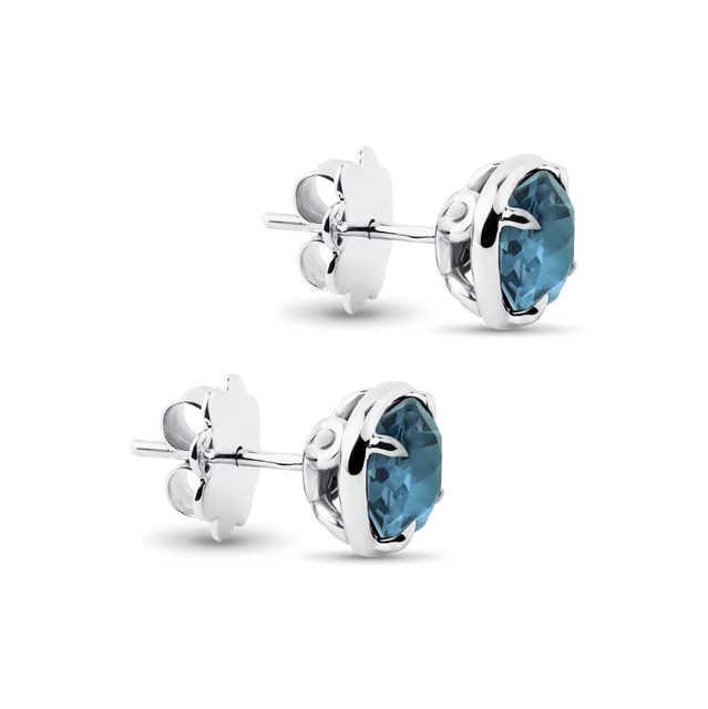 TOPAZ STUD EARRINGS IN WHITE GOLD - TOPAZ EARRINGS - 