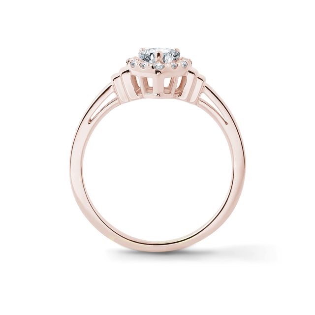 HEART SHAPED DIAMOND ENGAGEMENT RING IN ROSE GOLD - DIAMOND ENGAGEMENT RINGS - 