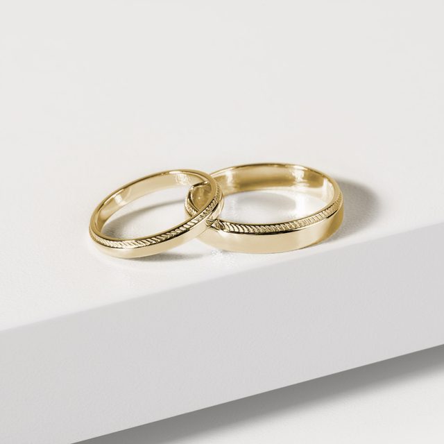 MEN'S MILGRAIN GOLD WEDDING RING - RINGS FOR HIM - 