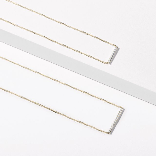 GOLD DIAMOND BAR NECKLACE - DIAMOND NECKLACES - 