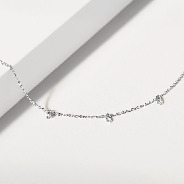 NÁRAMEK S PROVRTANÝMI DIAMANTY V BÍLÉM ZLATĚ - NÁRAMKY S DIAMANTY - 