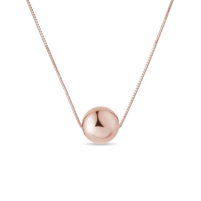 BALL PENDANT ON CHAIN NECKLACE IN ROSE GOLD - ROSE GOLD NECKLACES - NECKLACES