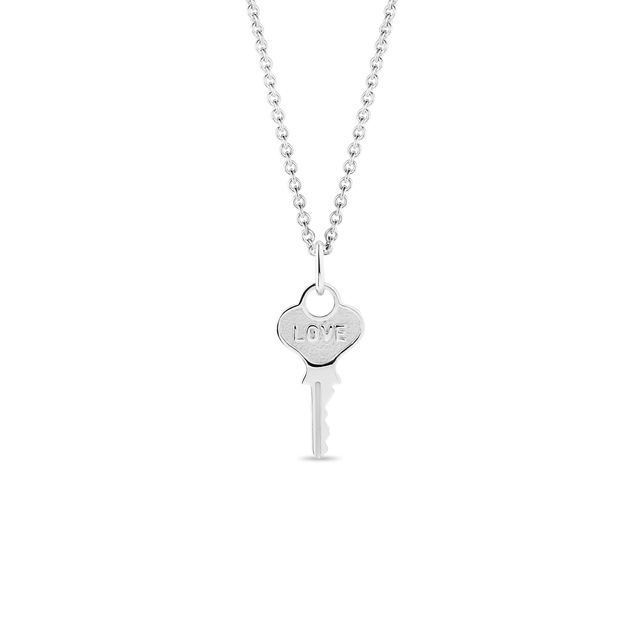 LOVE KEY PENDANT IN WHITE GOLD - WHITE GOLD NECKLACES - NECKLACES