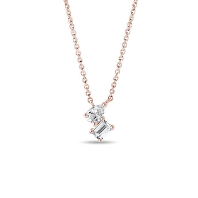 DIAMOND CLUSTER NECKLACE IN 14K ROSE GOLD - DIAMOND NECKLACES - NECKLACES
