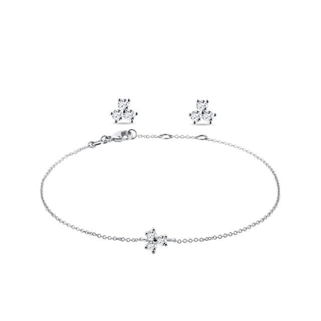 14K WHITE GOLD SHAMROCK JEWELRY SET - DIAMOND SETS - FINE JEWELRY
