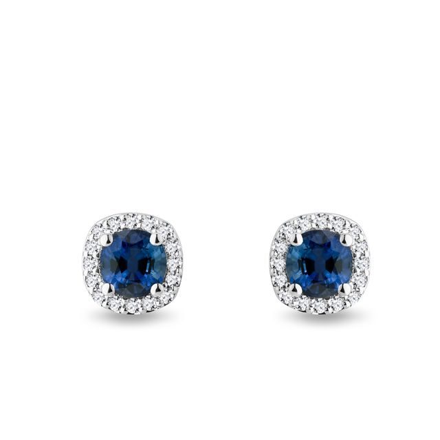 LUXURY SAPPHIRE AND DIAMOND EARRINGS IN WHITE GOLD - SAPPHIRE EARRINGS - EARRINGS