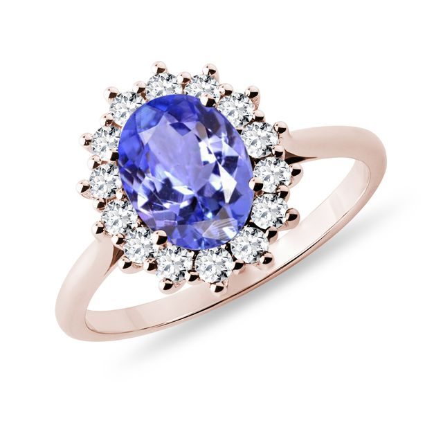 TANZANITE AND DIAMOND RING IN ROSE GOLD - TANZANITE RINGS - RINGS