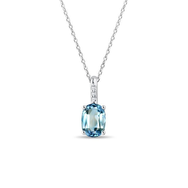 SWISS TOPAZ AND DIAMOND WHITE GOLD NECKLACE - TOPAZ NECKLACES - NECKLACES
