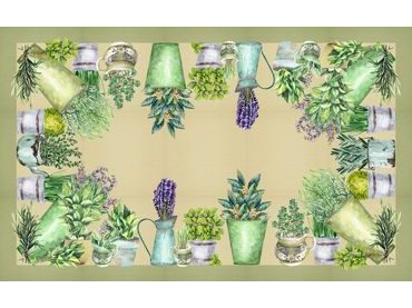 Bavlněný ubrus s 3D tiskem Herbs