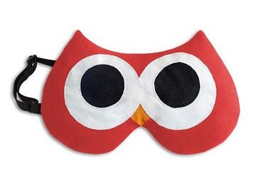 LESCHÍ Maska na spaní sova Stella 20x12cm červená/černá