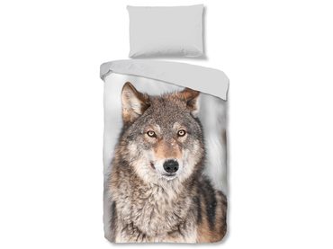 Flanelové povlečení Good Morning Wolf 140x200/70x90 cm