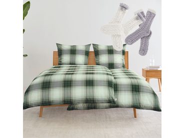 s.Oliver povlečení flanelové 6128 - partnerský set 2x140x200/70x90 cm + ponožky