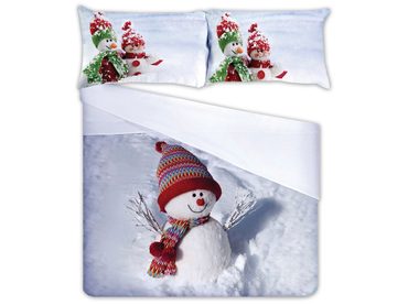 3D italské povlečení 100% bavlna Pupazo di Neve - Sněhulák
