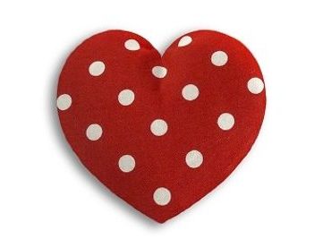 LESCHÍ Hřející polštářek srdíčko malé 14x14cm červená s puntíky