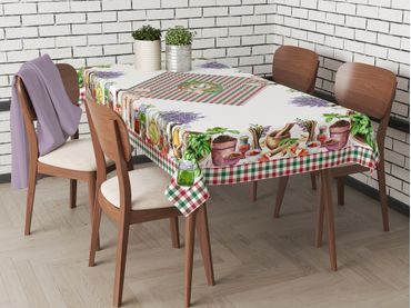 Bavlněný ubrus s 3D tiskem Herbs