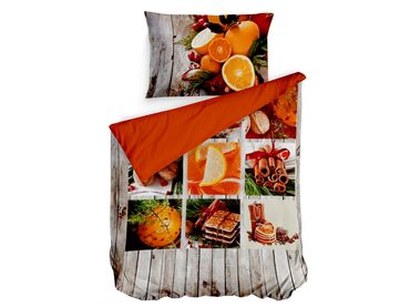 3D italské povlečení 100% bavlna Canella pomeranč & hřebíček