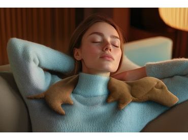 LESCHÍ Hřející polštářek kočka Minina 39x17cm červená/černá