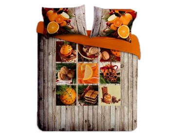 3D italské povlečení 100% bavlna Canella pomeranč & hřebíček