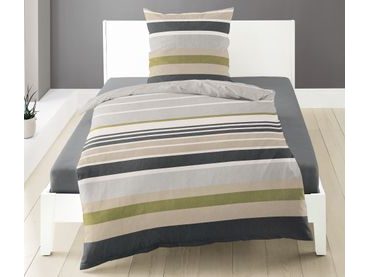 Bierbaum povlečení flanelové 6699 Stripe Olive 140x200/70x90 cm