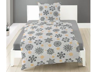 Bierbaum povlečení flanelové 3638 Snowflake orange 140x200/70x90 cm