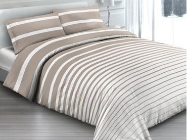 Italské povlečení 100% bavlna Rigato beige