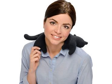 LESCHÍ Hřející polštářek kočka Minina 39x17cm červená/černá