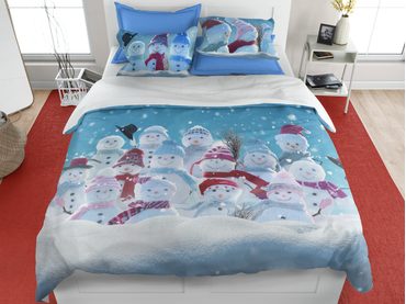 3D italské povlečení 100% bavlna Pupazzi - sněhuláci