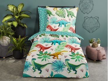 Povlečení Good Morning 100% bavlna Dinos 140x200/70x90 cm
