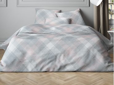 Mistral Home povlečení bavlněný satén Mist Check Grey-Pink