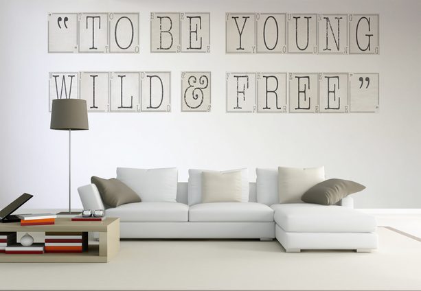 1Wall Kreativní koláž na zeď 64 dílů 37,5 x 27,5cm Klasické písmo