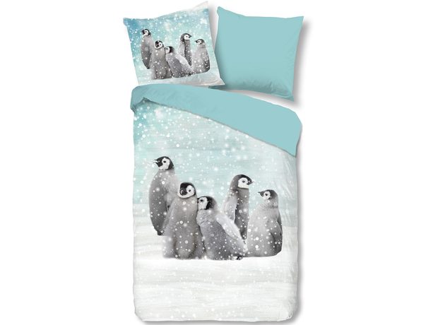 Flanelové povlečení Good Morning Pengu 140x200/70x90 cm