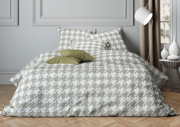 Mistral Home povlečení bavlněný satén Pied de Poule šedá