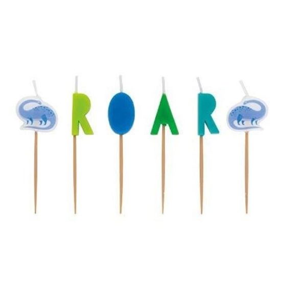 Svíčky DINO modrozelené - 6ks