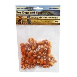 Para Perros y Gatos Pochoutka Roláda pollo y bacalao blando mini 80g