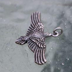 Flying CROW - Raven, zinc pendant