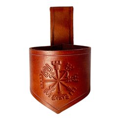 VEGVÍSIR leather horn holder brown