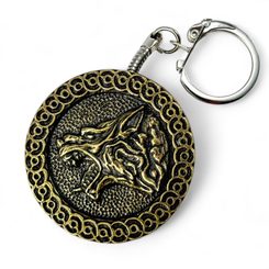 Slavic wolf keychain, zinc old brass