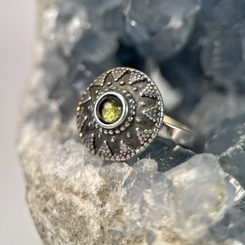 SLAVIC RING with MOLDAVITE, silver