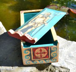 NEPTUNUS, Ancient Rome Wooden Box, replica