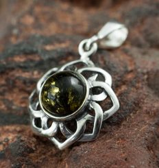 ZVEZDA, pendant, Baltic amber, silver