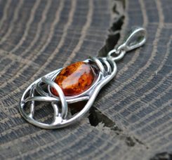 MISHKA, amber pendant, sterling silver