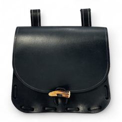 LEATHER HISTORICAL BELT BAG, antler, black