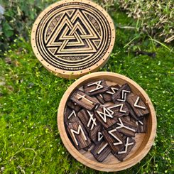NORSE RUNES - FUTHARK with box - VALKNUT