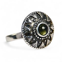 SLAVIC RING with MOLDAVITE, silver
