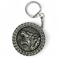 Slavic wolf keychain, zinc antique silver