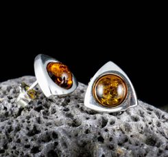 TERRA, yellow amber, earrings, sterling silver
