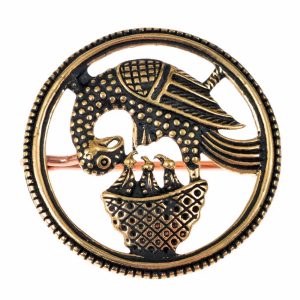 Medieval brooch - Pelican, bronze
