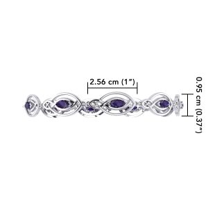 KNOTTED SILVER BANGLE DE LUXE with amethysts, Ag 925