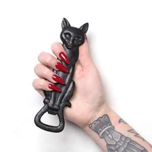 Black cat, beer opener, cast iron